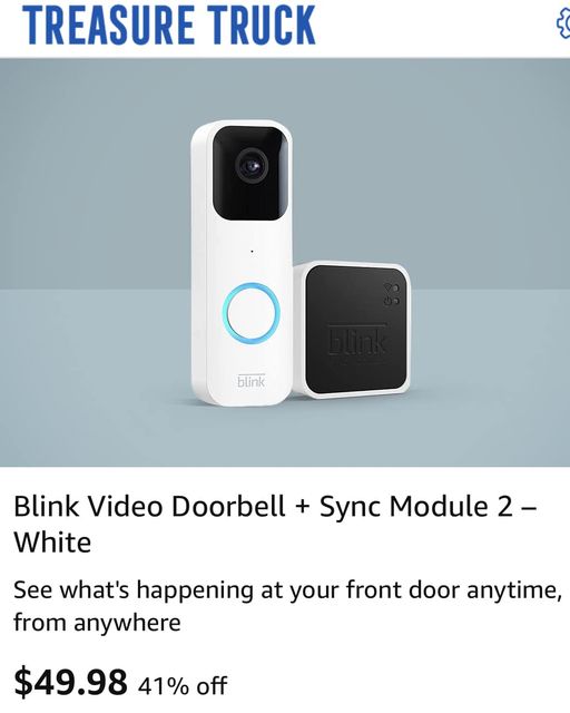 Blink Video Doorbell + Sync Module 2 – White 09 22 22