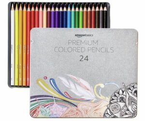 Amazon Basics Premium Colored Pencils Soft Core 24 Count in a tin 09 07 23