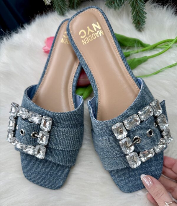 Madden NYC Broach Denim Slide Sandals!