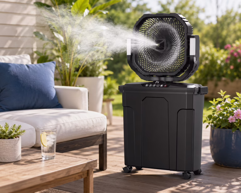 Portable outdoor misting fan